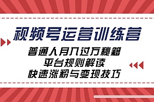 (12722期)视频号运营训练营:普通人月入过万秘籍,平台规则解读,快速涨粉与变现…