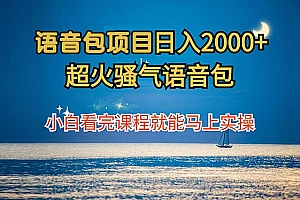 (12734期)语音包项目 日入2000+ 超火骚气语音包小白看完课程就能马上实操