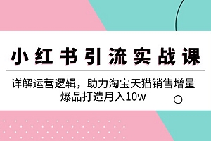 (12809期)小红书引流实战课:详解运营逻辑,助力淘宝天猫销售增量,爆品打造月入10w