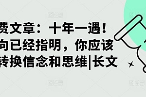 某付费文章:十年一遇!当方向已经指明,你应该立刻转换信念和思维|长文