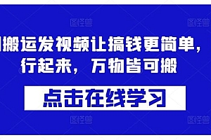 蓝剑搬运发视频让搞钱更简单,执行起来,万物皆可搬