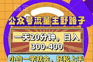 (12866期)公众号流量主野路子玩法,一天20分钟,日入300~400,小白一学就会