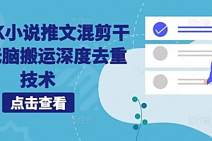 海外TK小说推文混剪干货,无脑搬运深度去重技术