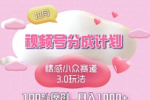 (12939期)视频号情感小众赛道3.0.纯原创视频,每天1小时,小白易上手