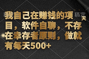 (12956期)我自己在赚钱的项目,软件自聊,不存在幸存者原则,做就有每天500+