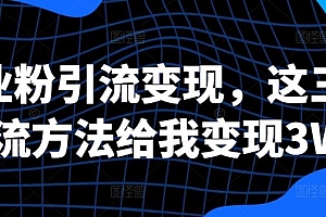创业粉引流变现,这三种引流方法给我变现3W+【揭秘】
