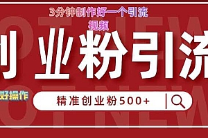 快手被动引流创业粉500+的玩法,3分钟制作好一个引流视频,轻松简单好操作【揭秘】