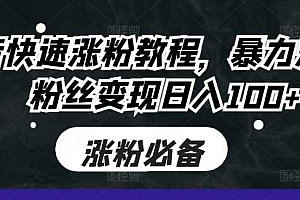 抖音快速涨粉教程,暴力涨粉,粉丝变现日入100+