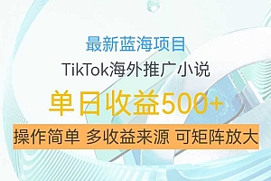 最新蓝海项目,利用tiktok海外推广小说赚钱佣金,简单易学,日入500+,可矩阵放大【揭秘】