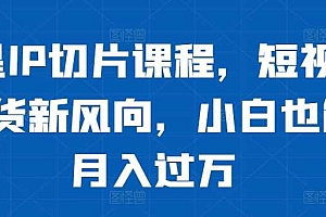 明星IP切片课程,短视频带货新风向,小白也能月入过万