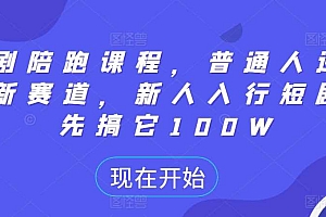 短剧陪跑课程,普通人逆袭的新赛道,新人入行短剧,先搞它100W