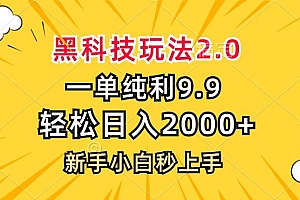 (13099期)黑科技玩法2.0,一单9.9,轻松日入2000+,新手小白秒上手