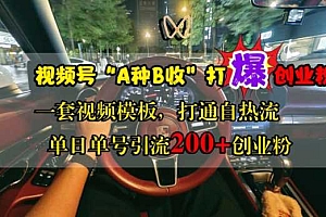 视频号“A种B收”打爆创业粉,一套视频模板打通自热流,单日单号引流200+创业粉