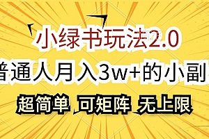 小绿书玩法2.0,超简单,普通人月入3w+的小副业,可批量放大