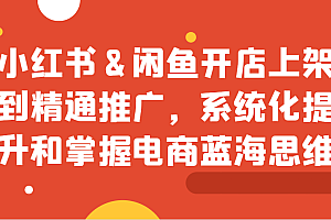 小红书&闲鱼开店上架到精通推广,系统化提升和掌握电商蓝海思维