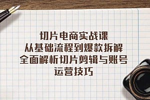 (13179期)切片电商实战课:从基础流程到爆款拆解,全面解析切片剪辑与账号运营技巧