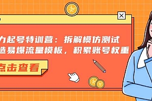 (13184期)暴力起号特训营:拆解模仿测试,打造易爆流量模板,积累账号权重