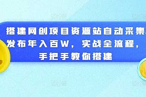 搭建网创项目资源站自动采集发布年入百W,实战全流程,手把手教你搭建【揭秘】