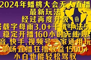 2024年蟠桃大会无人直播最新玩法,稳定开播160小时无违规,抖音、快手、视频号三家通用玩法【揭秘】