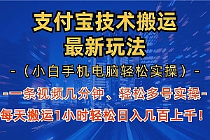 (13203期)支付宝分成技术搬运“最新玩法”(小白手机电脑轻松实操1小时) 轻松日…