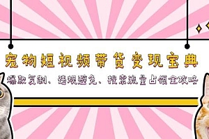 (13227期)宠物短视频带货变现宝典:爆款复制、违规避免、搜索流量占领全攻略
