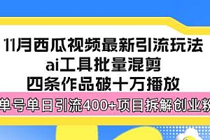 (13245期)西瓜视频最新玩法,全新蓝海赛道,简单好上手,单号单日轻松引流400+创…