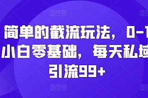 简单的截流玩法,0-1小白零基础,每天私域引流99+【揭秘】
