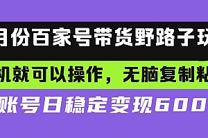 (13281期)百家号带货野路子玩法 手机就可以操作,无脑复制粘贴 单账号日稳定变现…