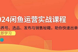 (13290期)2024闲鱼运营实战课程:揭秘养号、选品、发布与销售秘籍,助你快速出单