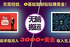 无需经验,0基础复制粘贴赚美刀,动动手指,月入3000+刀,无上限【揭秘】