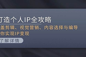 (13368期)打造个人IP全攻略:涵盖剪辑、视觉营销、内容选择与编导,助你实现IP变现