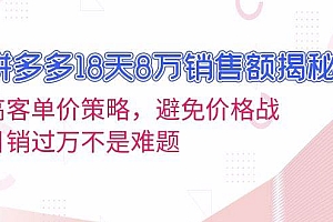 (13383期)拼多多18天8万销售额揭秘:高客单价策略,避免价格战,日销过万不是难题