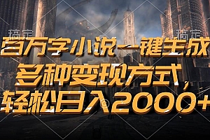 (13385期)百万字小说一键生成,多种变现方式,轻松日入2000+