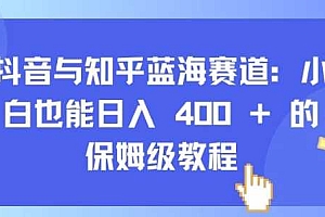 抖音与知乎蓝海赛道:小白也能日入 4张 的保姆级教程