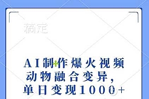 AI制作爆火视频,动物融合变异,单日变现1k