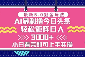(13398期)今日头条最新5.0掘金玩法,轻松矩阵日入3000+