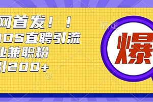 通过Boss直聘,每天轻松钓到200+多条创业大鱼的秘籍【揭秘】