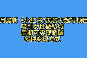 K总部落11月最新小红书7天暴力起号项目,吸引女性做私域【揭秘】