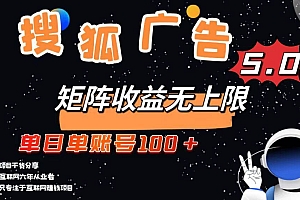 (13409期)搜狐广告掘金,单日单账号100+,可无限放大