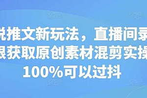 小说推文新玩法,直播间录屏无限获取原创素材混剪实操,100%可以过抖