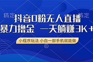 (13449期)抖音0粉无人直播暴力掘金,一天躺赚3K+,小白一部手机就能做