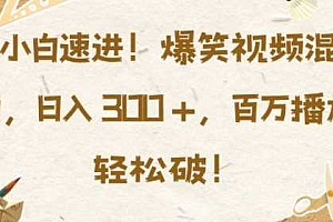 小白速进,爆笑视频混剪,日入3张,百万播放轻松破【揭秘】