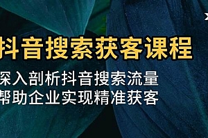 (13465期)抖音搜索获客课程:深入剖析抖音搜索流量,帮助企业实现精准获客