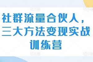 社群流量合伙人,三大方法变现实战训练营