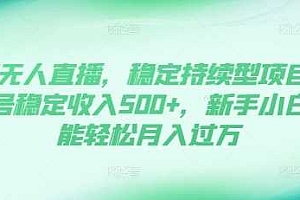 DY无人直播,稳定持续型项目,单号稳定收入500+,新手小白都能轻松月入过万【揭秘】