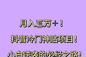 抖音冷门神贴项目,小白逆袭的必经之路,月入过W【揭秘】