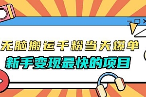 (13542期)无脑搬运千粉当天必爆,免费带模板,新手变现最快的项目,没有之一