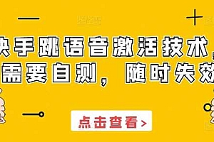 快手跳语音激活技术,需要自测,随时失效
