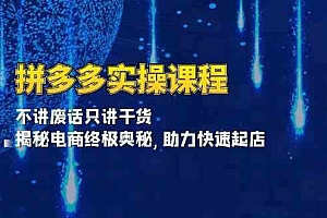 拼多多实操课程:不讲废话只讲干货, 揭秘电商终极奥秘,助力快速起店
