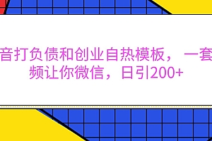 抖音打负债和创业自热模板, 一套视频让你微信,日引200+